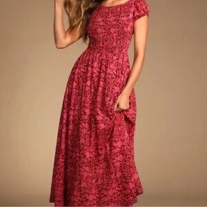 Free People Burgundy Lace Maxi Dress